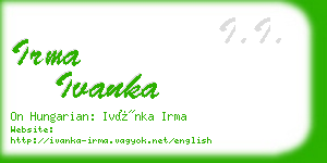 irma ivanka business card